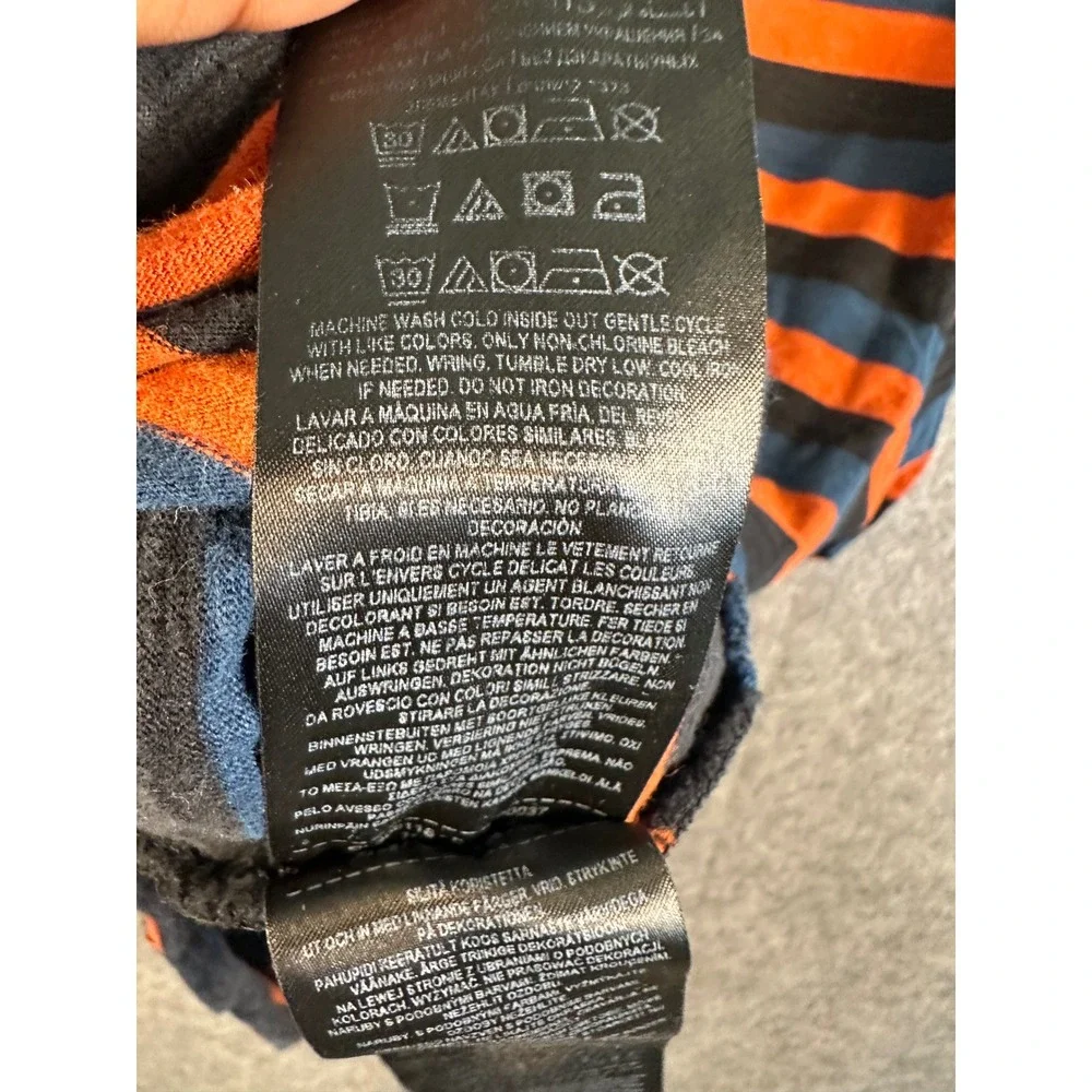 Guess Originals Mens Striped T-Shirt Orange Navy Black Embroidered Logo Large - Picture 7 of 9